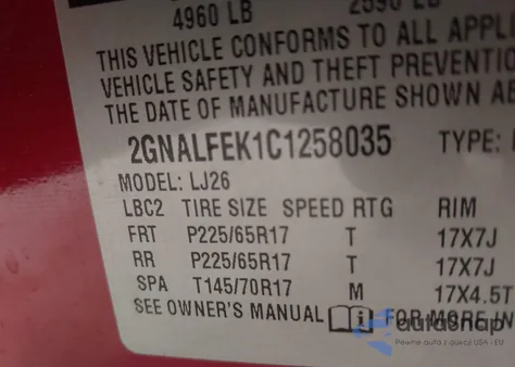 2012 Chevrolet Equinox Ltz from USA, damaged, VIN 2GNALFEK1C1258035